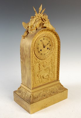 Lot 561 - A 19th century French gilt metal mantle clock,...