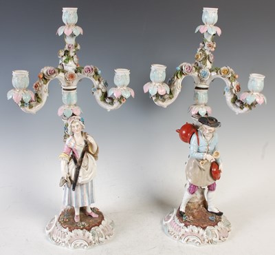 Lot 590 - A pair of Continental porcelain flower...