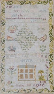 Lot 608 - A 19th century needlework sampler by 'Nellie...