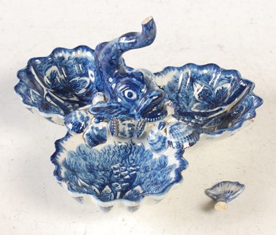 Lot 597 - An English pottery blue and white three...