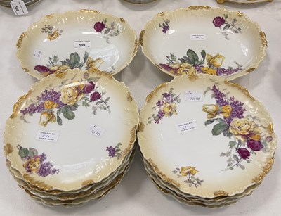 Lot 599 - A Limoges part fruit set, comprising eleven...