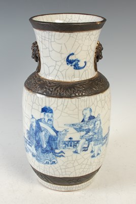 Lot 600 - A Chinese porcelain blue and white crackle...