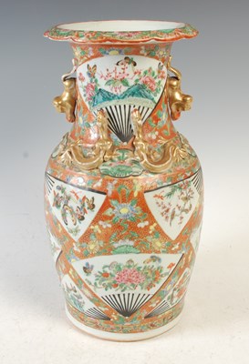 Lot 605 - A Chinese porcelain famille rose vase, Qing...