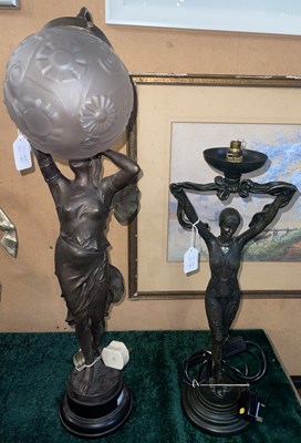 Lot 630 - An Art Deco style bronzed spelter figural...