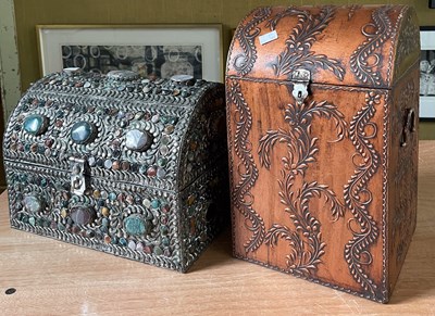 Lot 682 - A white metal and polished stone studded dome...