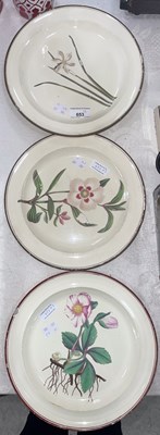 Lot 653 - Three 19th century Creamware hand painted...