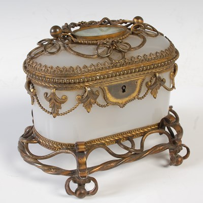 Lot 564A - A Victorian opaque white glass and gilt metal...