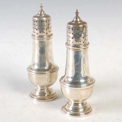 Lot 262B - A pair of Birmingham silver sugar casters, 5.6...