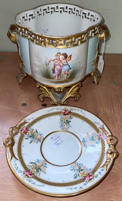 Lot 701 - A Continental quatrefoil shaped twin handled...