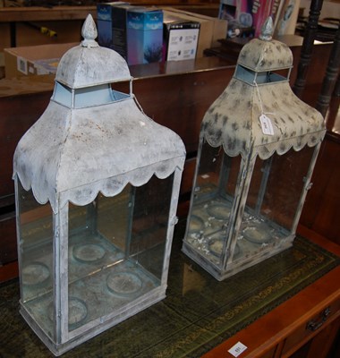 Lot 650 - A pair of antique style metal and glass wall...