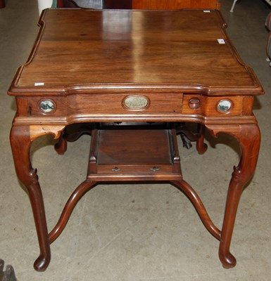 Lot 700 - A Chinese dark wood mahjong / games table, the...