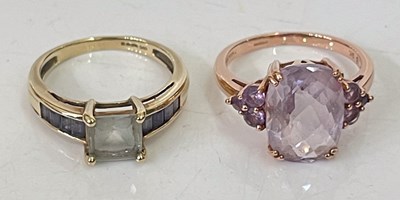 Lot 291F - Two QVC 9ct gold gem set dress rings, 7.3 grams.