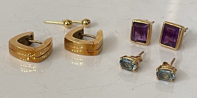 Lot 291T - Four pairs of assorted yellow metal earrings.