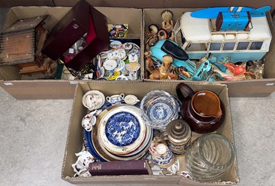Lot 710 - Three boxes of assorted household items,...