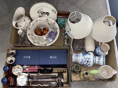 Lot 715 - Three boxes of assorted household ceramics,...