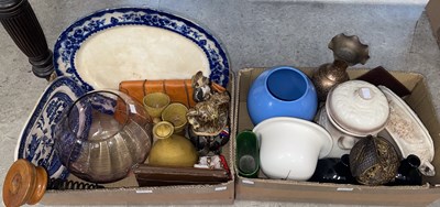 Lot 715A - Two boxes of assorted household ceramics,...