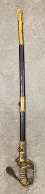 Lot 725 - A Naval Officer's sword and scabbard, the...