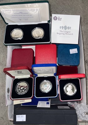 Lot 735 - A box of assorted Royal Mint silver proof...