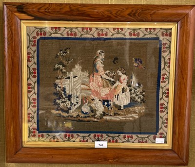 Lot 746 - A 19th century wool work picture, worked in...