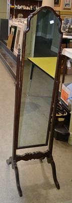 Lot 737 - A 20th century mahogany floor standing cheval...