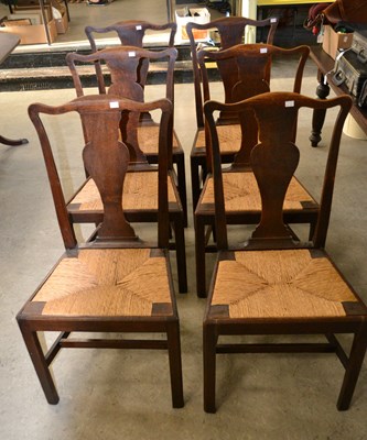 Lot 781 - A set of six 19th century oak dining chairs...