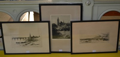 Lot 782 - A set of three black and white etchings...