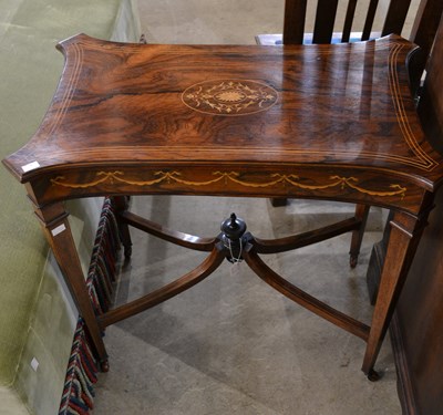 Lot 790 - An Edwardian rosewood and marquetry inlaid...