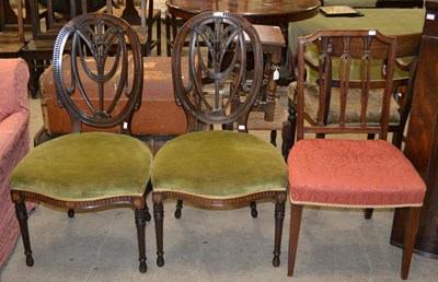 Lot 805 - A pair of 19th century shield back mahogany...