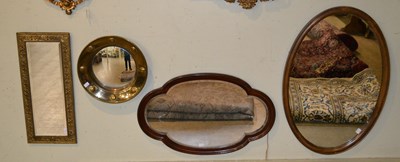 Lot 683 - An oval mahogany wall mirror, 81cm high x...