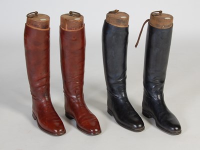 Lot 205 - Two pairs of leather riding boots, one pair...