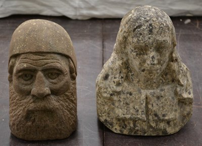 Lot 482 - A hand carved stone sculpture of a bearded...