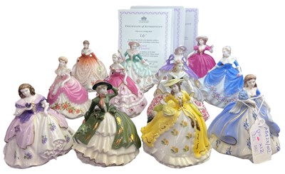 Lot 385 - A group of twelve Coalport bone china limited...