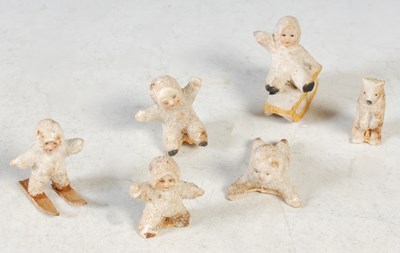Lot 389 - A group of six German Bisque snow baby...