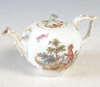 Lot 395 - A 19th century Meissen porcelain teapot with...