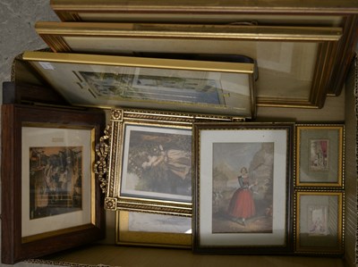 Lot 555 - A box of assorted pictures to include a...