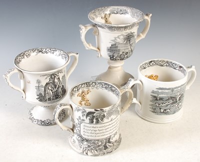Lot 421 - A 19th century frog Loving cup with two shaped...