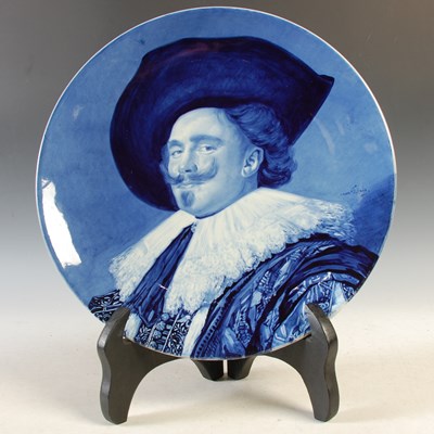 Lot 417 - A Delft Frans Hals portrait plaque featuring...