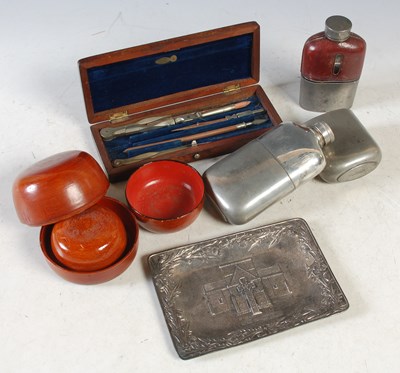 Lot 382 - A gentleman's silver plated hip flask with...