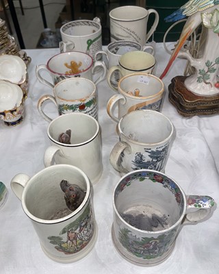 Lot 445 - A 19th century frog ceramic loving cup with...