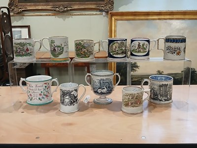 Lot 440 - A 19th century frog loving cup with two shaped...