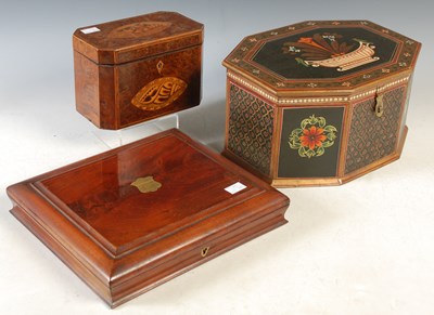 Lot 375 - A George III burr, walnut and marquetry tea...