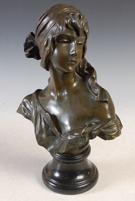 Lot 367 - A late 19th/ early 20th century bronze bust of...