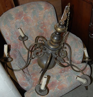 Lot 669 - An early 20th century brass six-light Dutch...