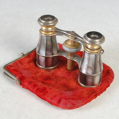 Lot 359 - An early 20th century pair of brass and mother...