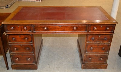 Lot 823 - A 19th century pedestal writing desk, the...