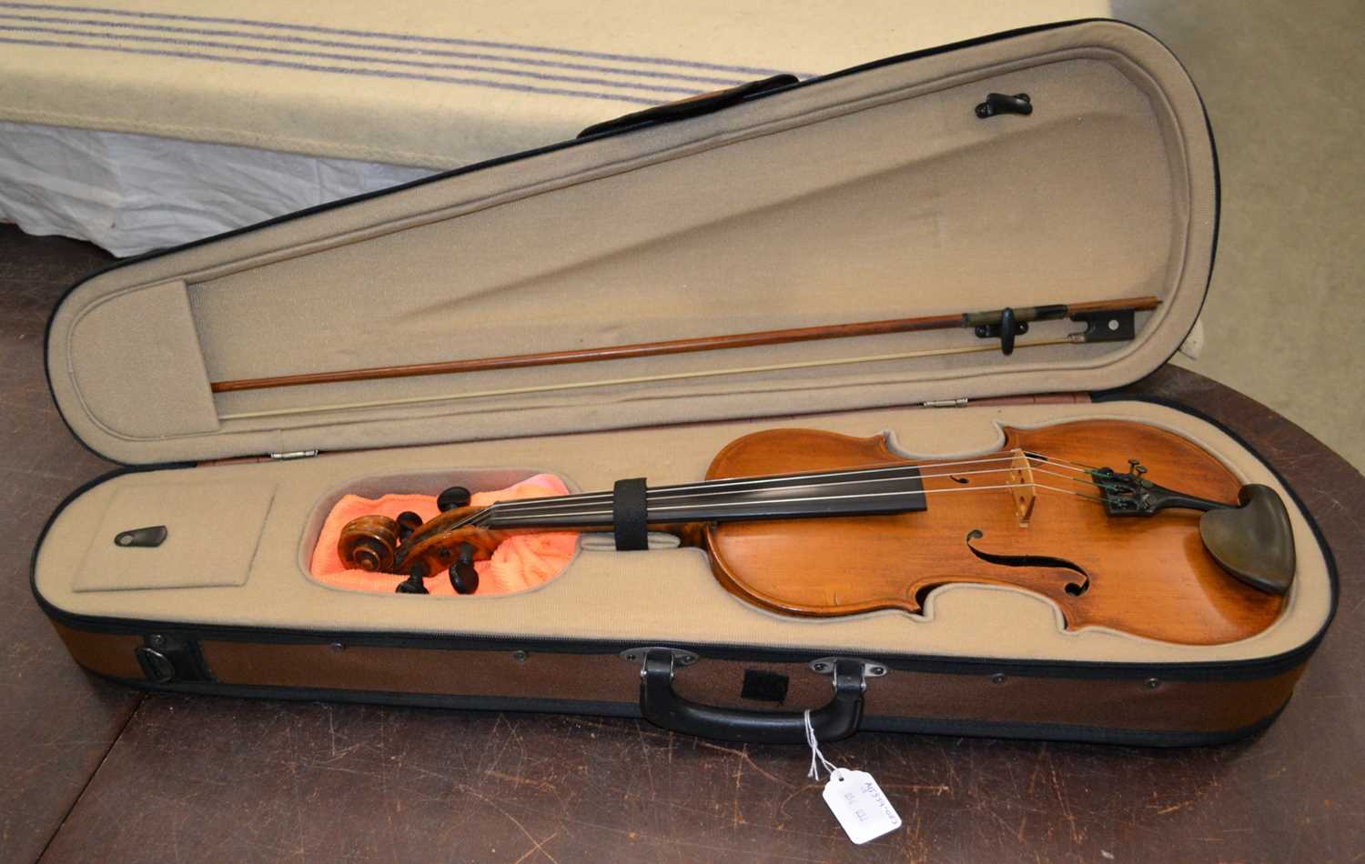 Lot 546 - An antique French violin, inscribed on paper...