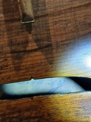 Lot 546 - An antique French violin, inscribed on paper...