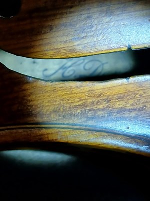 Lot 546 - An antique French violin, inscribed on paper...