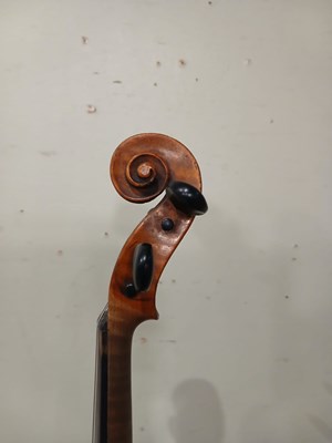 Lot 546 - An antique French violin, inscribed on paper...
