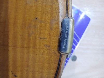 Lot 546 - An antique French violin, inscribed on paper...